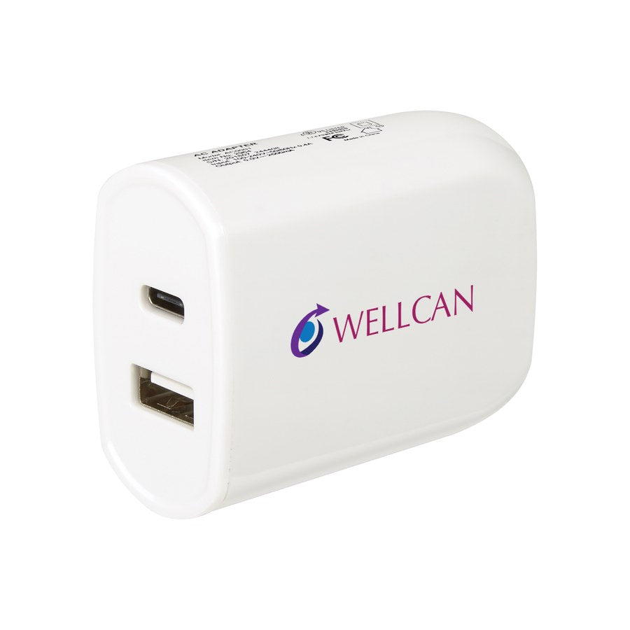 UL Listed 2-In-1 USB Type-C Wall Adapter #2964 (2964_WHTWHT_Digibrite.jpg)