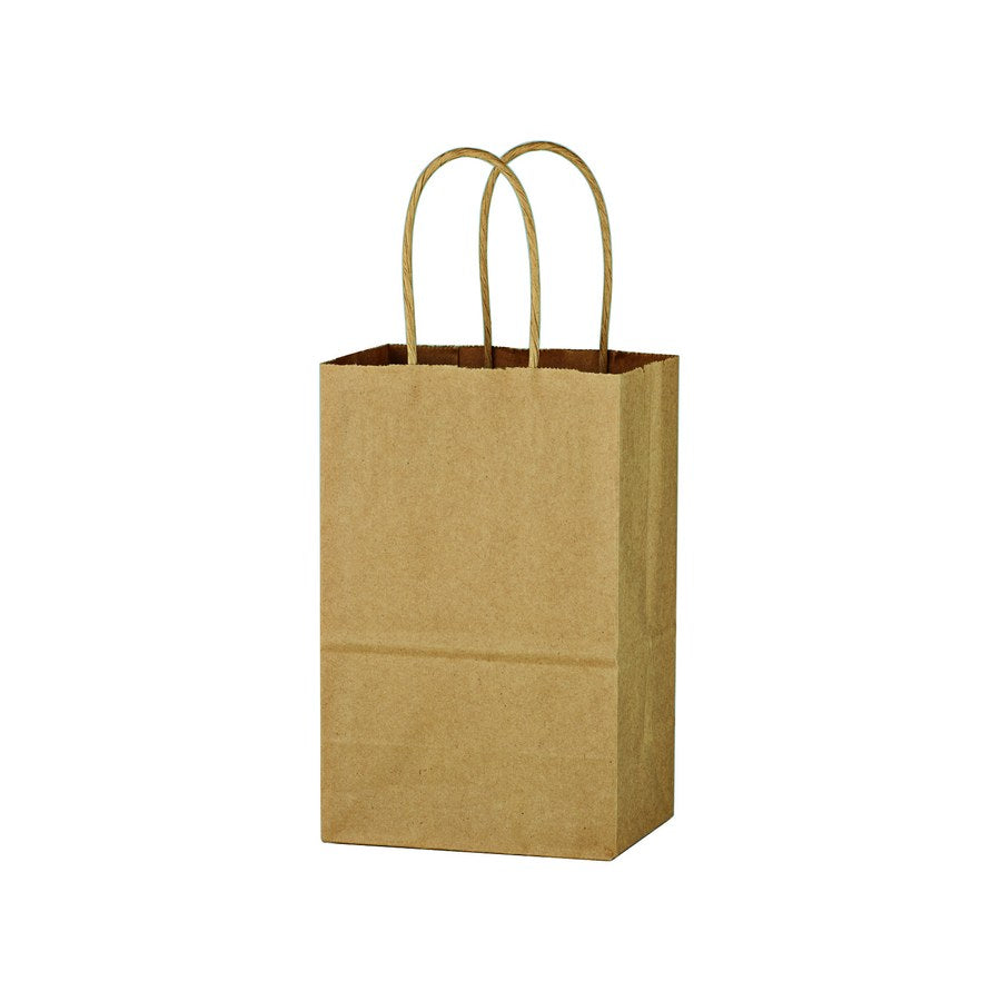 Kraft Paper Brown Shopping Bag - 5-1/4" x 8-1/4" #3900 (3900_NAT_ANGLE.jpg)