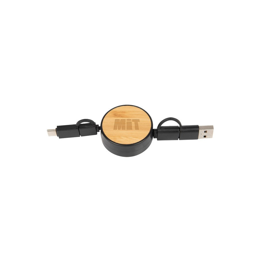 Bamboo Retractable 3-In-1 Charging Cable #25211 (25211_BLK_Laser.jpg)