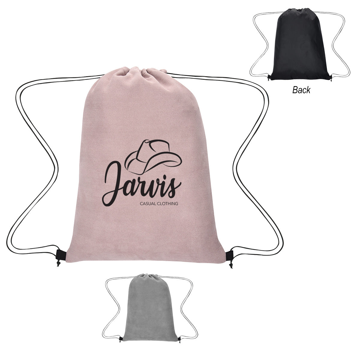 Posh Herringbone Drawstring Bag