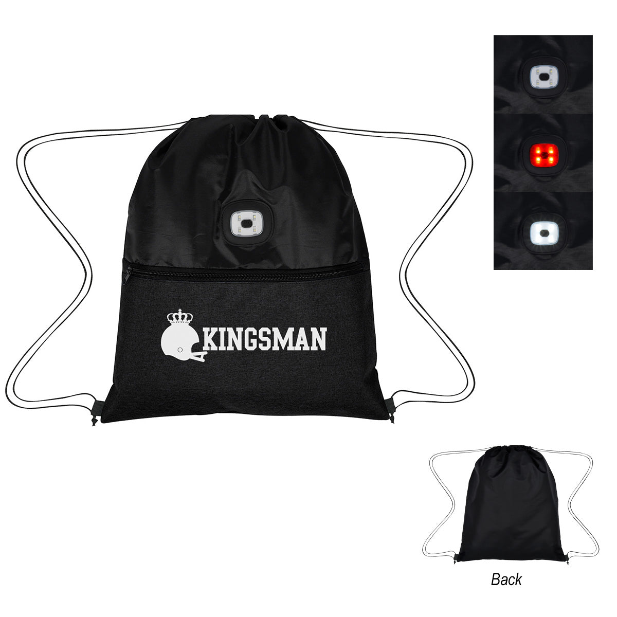 COB Light Up Heathered Drawstring Bag