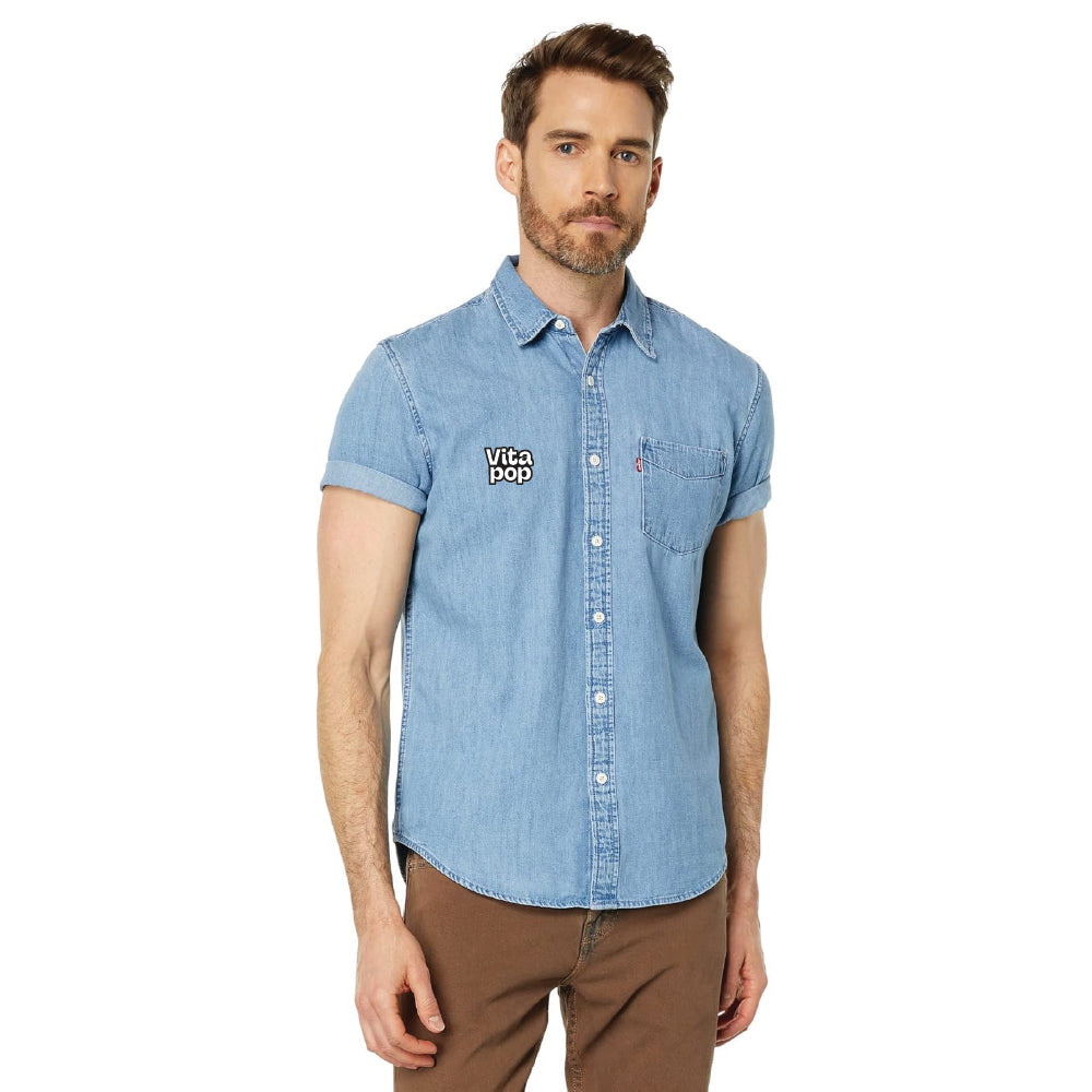 [PRE-ORDER] SHIPS September 20th. VitaPop Levi's Denim Pocket Short Sleeve Shirt - TO BE DESIGNED with scattered patches