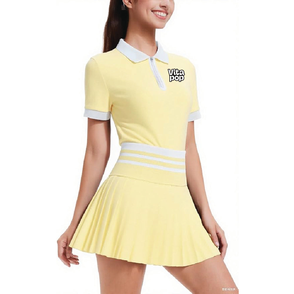 VitaPop Quarter-Zip Tennis Skirt Set